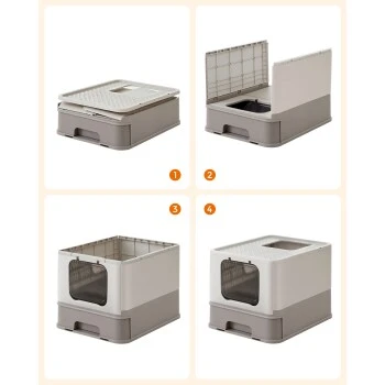 FEANDREA Katzentoilette, Mit Deckel Grau 10 FEANDREA Katzentoilette, Mit Deckel Grau – Bild 8