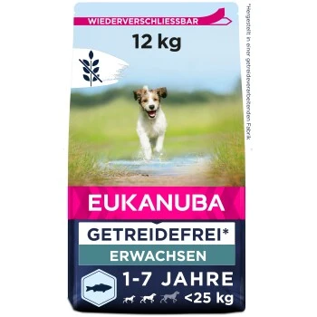 EUKANUBA Getreidefrei Mit Fisch Für Kleine Und Mittelgroße Rassen 2x12 Kg 3 EUKANUBA Getreidefrei Mit Fisch Für Kleine Und Mittelgroße Rassen 2x12 Kg