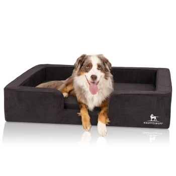 Knuffelwuff Orthopädisches Hundebett Mit Wendekissen Aus Velours Bellamy Schwarz M-L 7 Knuffelwuff Orthopädisches Hundebett Mit Wendekissen Aus Velours Bellamy Schwarz M-L – Bild 5